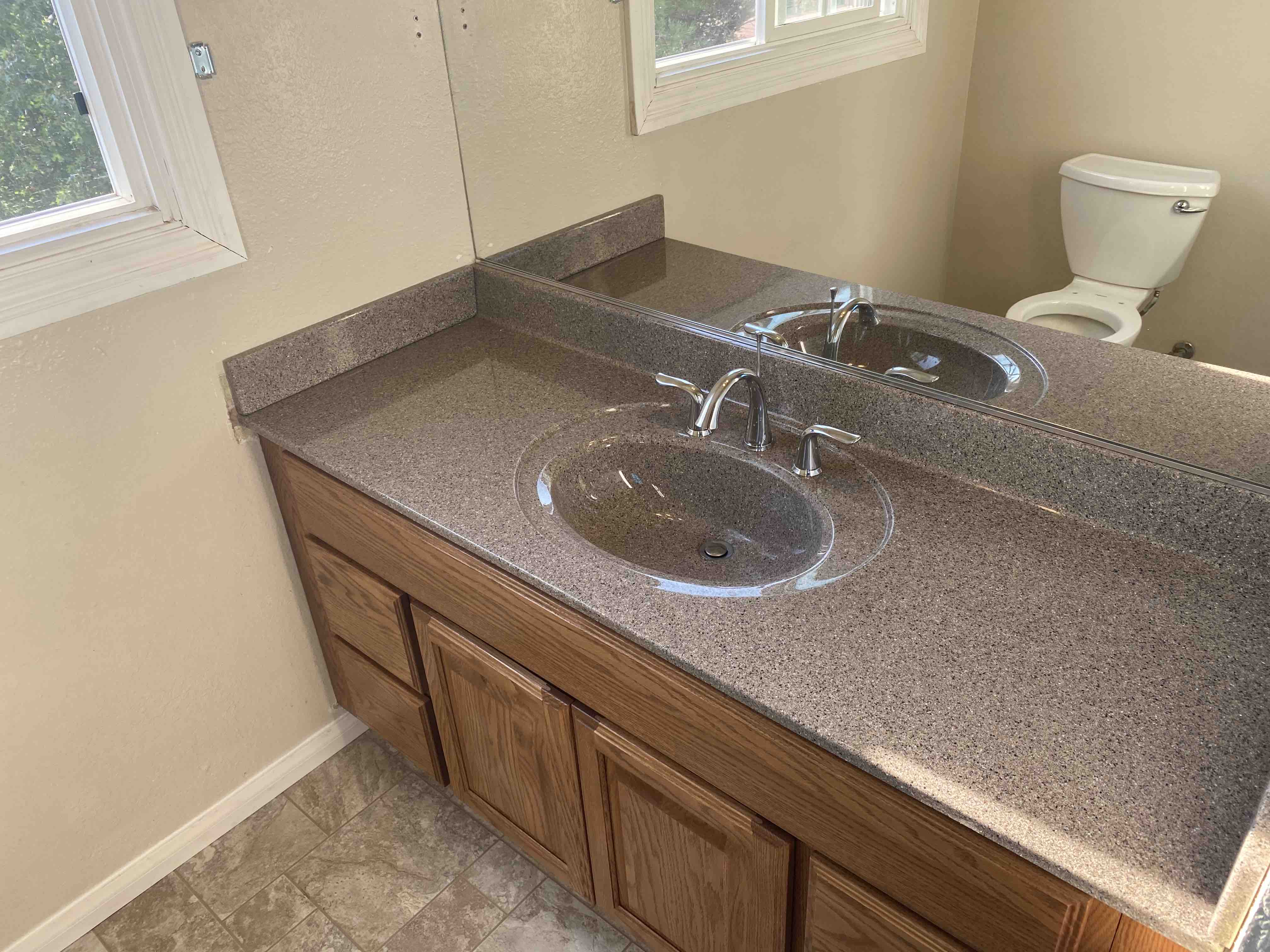 2 Custom Vanity and Countertop with Vinyl Flooring